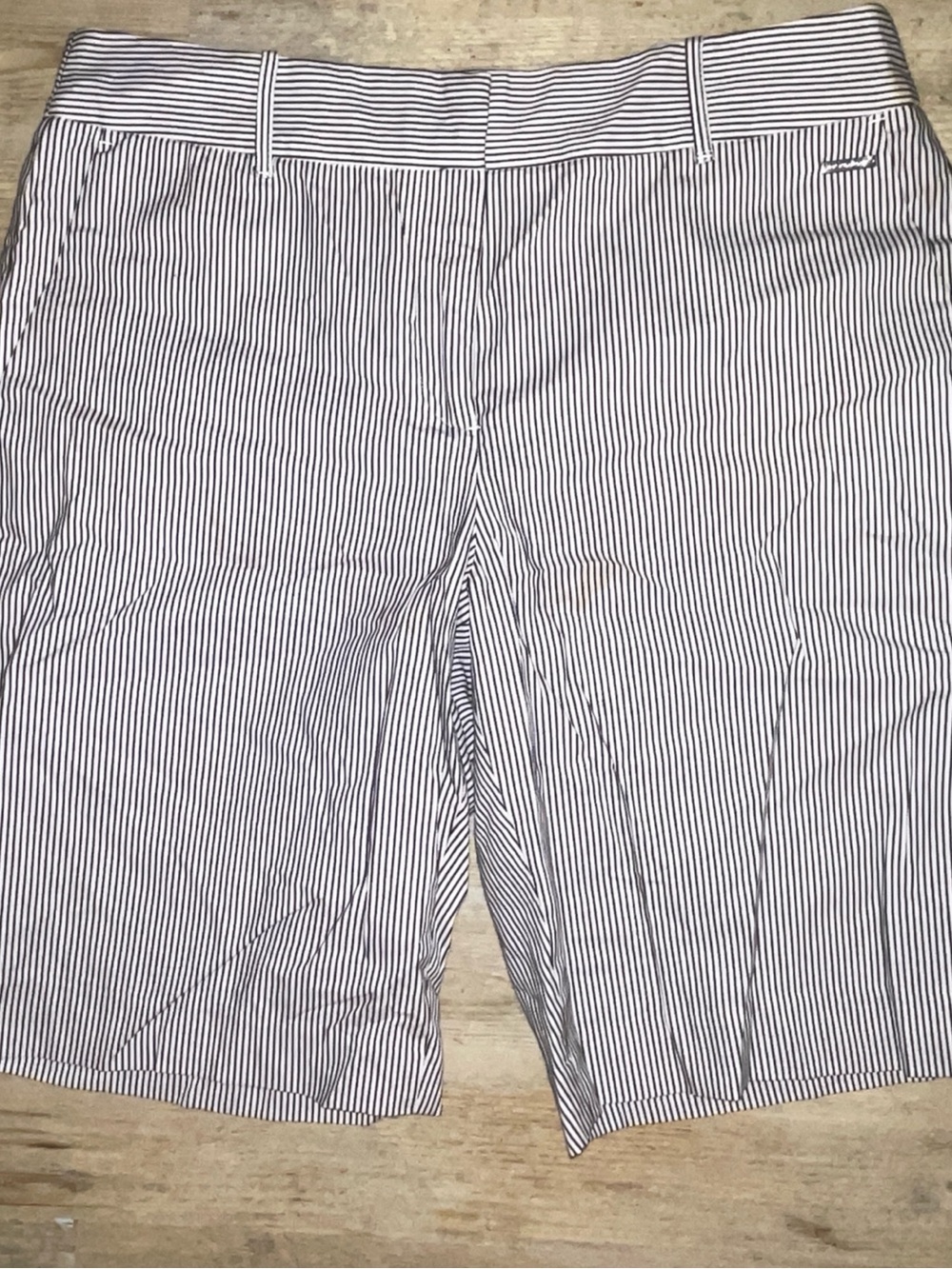 Tahari White and Navy Pinstripe Women's Flat-Front Shorts